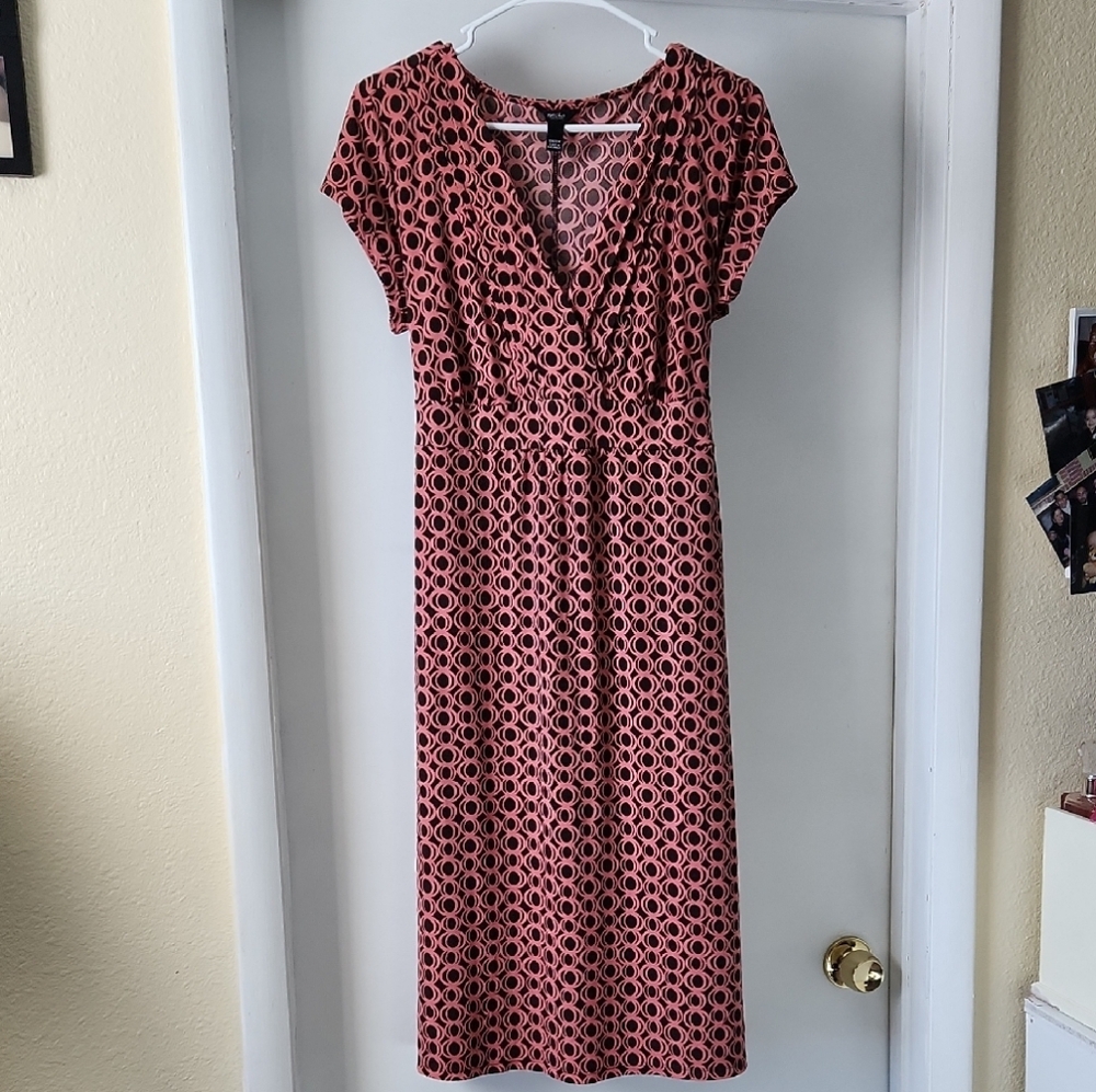 Chic Circle Patterned Midi Dress in Pink